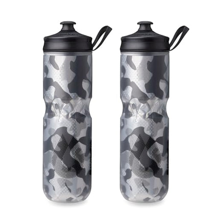 HydraPak Polar Sport Insulated Water Bottle 2-Pack (24oz, Contender Black) - color: Contender Black, style: 24oz/700ml (2-Pack)