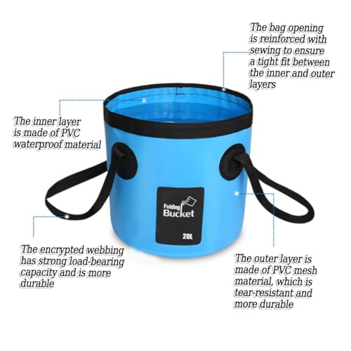 Collapsible Bucket, Portable Foldable Water Bucket with Carry Bag, Bucket for Car Washing, Fishing, Camping,Bucket for Cleaning Portable 。