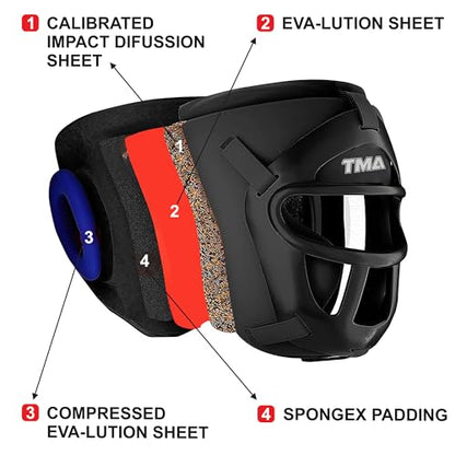 TMA Best Head Guard, a Complete Package for MMA and Kickboxing Trainees, Muay Thai Boxing Safety Head Guard for Men, Women Boxing Training Equipment Boxing Headgear Wrestling Headgear Safety Helmet - size: Large-X-Large