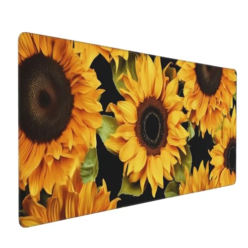 35.4 x 15.7 in, XXL Large Mouse Pad for Desk, Extended Keyboard Mouse Mat for Computer Office, Big Laptop Mouse pad, Gaming pc-Sunflower - color: Sunflower on Black