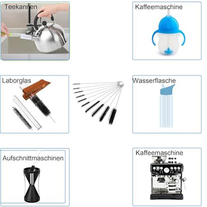 Nylon Tube Brush Set Pipe Tube Cleaner Bottle Cleaning Brushes for Drinking Straws Glasses Keyboards Jewelry Cleaning Beaker Cleaning Brushes Hummingbird Feeder Cleaning Brush（ 10PCS 8 Inches）