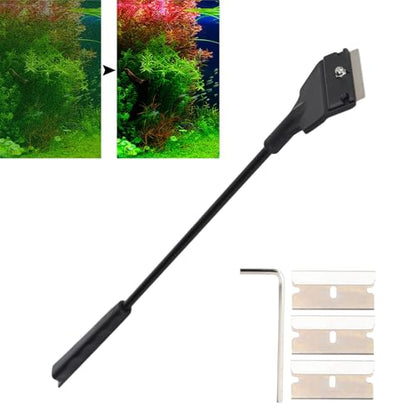 Scraper for Glass Aquariums Fish Cleaner Aquarium Scrapers Plastic Aquarium Plant Tools Long Aquascaping Tools Spatula Aquatic Plants Tool for Freshwater and Saltwater