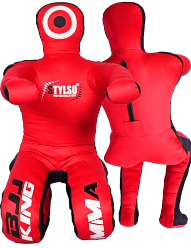 Grappling Dummy for Adults, Unfilled Wrestling Dummy, Hanging Jiu Jitsu Dummy for BJJ, MMA, Judo, Karate, Martial Arts - color: Red Sit, 6ft / 72 inches