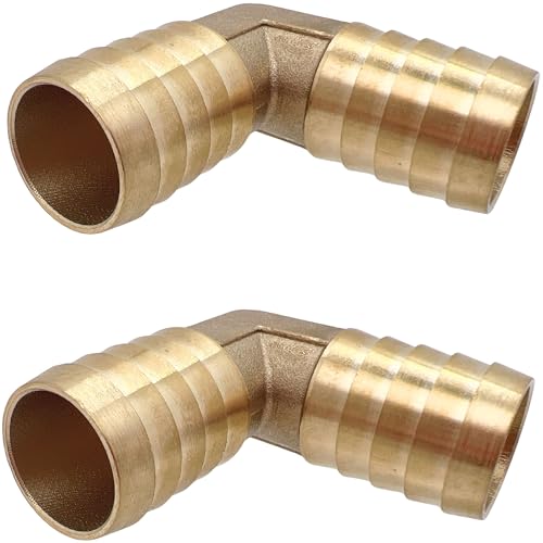 2PCS Brass 7/8" x 7/8" Hose Barb Fitting Barbed 90 Degree Elbow Connector L Right Angle Barbed Fitting by CX WONDERLAND - size: 7/8" Hose Barb
