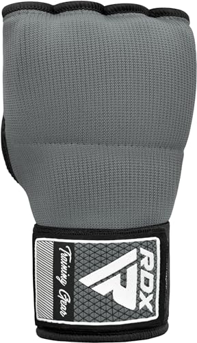 RDX Gel Boxing Hand Wraps Inner Gloves Men Women, Quick 100cm Long Wrist Straps, Elasticated Padded Fist Under Mitts Protection, Muay Thai MMA Kickboxing Martial Arts - color: Grey, size: X-Large