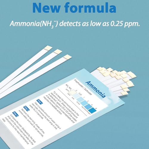 Ammonia Test Kit Aquarium (100 Strips) 0.25ppm High Precision Aquarium Test Kit for Freshwater & Saltwater | Fish Tank Test Strips Dedicated to Ammonia Detection. - size: AMMONIA 100 Strips