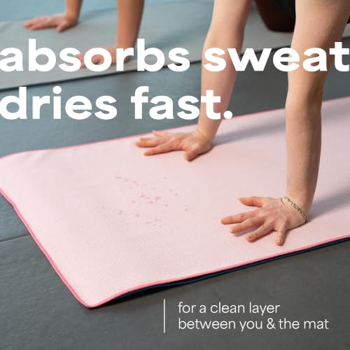 S&T INC. Aura Microfiber Yoga Mat Towel with Grip, 2pk, 24" x 72", Assorted - color: Pink & Grey