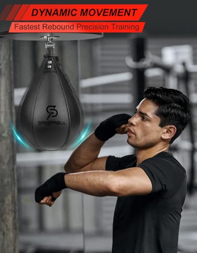 Speed Bag,Speed Bag for Boxing,PU Leather Reflex Training Pear Shaped Punching Bag,Fast Reaction Skills Development Perfect for Kids Teens Adults Boxing Coaches - color: Pro Black(9.5" x 7.1")