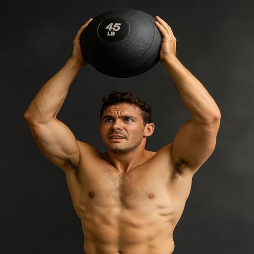York Barbell 10LB Rubber Slam-Ball – Dead Weight with Textured Surface – Minimal Bounce Absorbs Impact – Pilates Yoga Strength Training Physical Therapy Cardio Exercises for Full Body Workout - Black