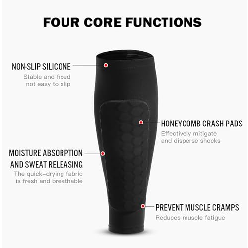 2 Pack Soccer Shin Guards Soccer Adult Kids, Anti-Collision Soccer Shin Guards for Kids Soccer Shin Pad with Honeycomb Pads, Shin Defender Shin Guard Sleeves - color: Blue, size: Medium