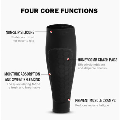 2 Pack Soccer Shin Guards Soccer Adult Kids, Anti-Collision Soccer Shin Guards for Kids Soccer Shin Pad with Honeycomb Pads, Shin Defender Shin Guard Sleeves - color: Blue, size: Medium