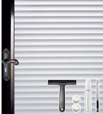 Window Film Window Privacy Film, Anti UV Removable Frosted Privacy Film, Static Cling Glass Film No Glue Window Sticker for Bathroom Bedroom Office (17.4 x 78.7 inch)，Blinds Pattern - color: Blinds Pattern (Dp040), size: 17.4 x 78.7 inch