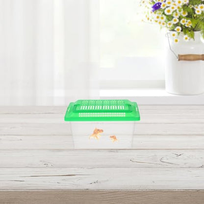 Portable Fish Tank Turtle Box Pet Hamster Transport Carrier 18x11x11cm Sturdy Pp Plastic Aquarium for Reptile and Small Animal Breeding