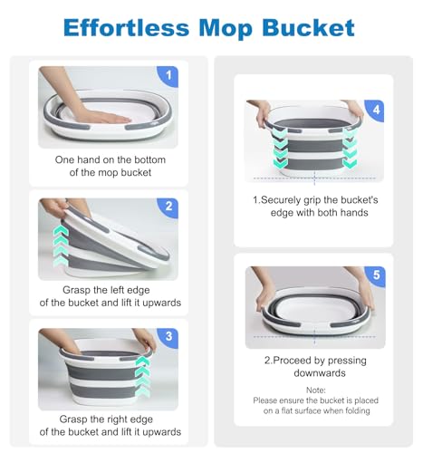 Collapsible Bucket 16L with Handles, Foldable Silicone Mop Bucket Space Saving Tub for Laundry, Camping, Beach & Pool Party Ice Bucket, Portable Wash Basin for Home, Car & Outdoor, 4.2 Gallon