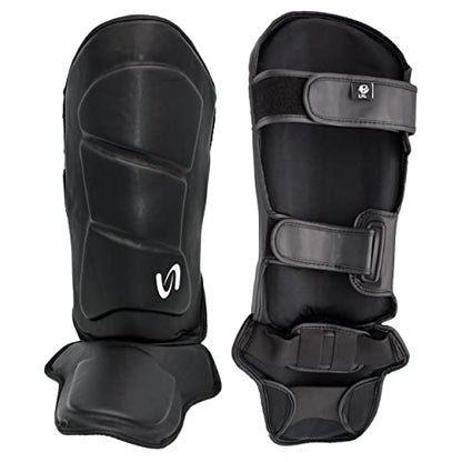 Strike Shin Instep - Boxing MMA Muay Thai Karate Training Protection - color: Black, size: Large-X-Large