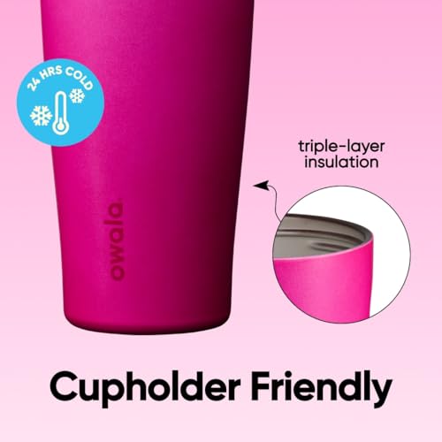 Owala FreeSip Tumbler Stainless Steel Water Bottle 40 oz Read My Lips | Triple-Layer Insulation | Leak-Proof Lid with Push-Button | Double Threaded Lid for Left and Right-Handed Drinking - color: Read My Lips, size: 40 Ounces