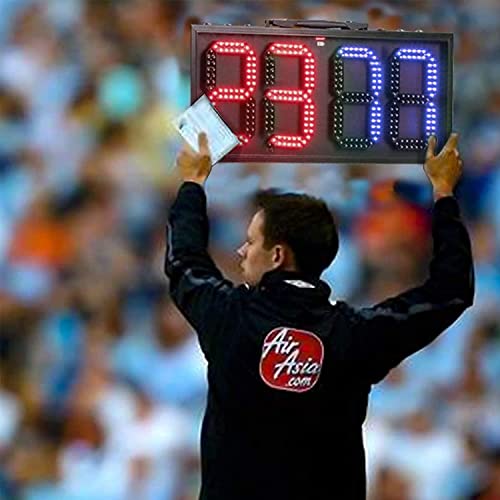 Single-Sided/Double Sided LED Substitution Board for Soccer, 8 Inch 4 Digits Football Substitution Board,Football Game Injury Stop Time Display Boards, Scoreboard, for Football Match,Double-sided