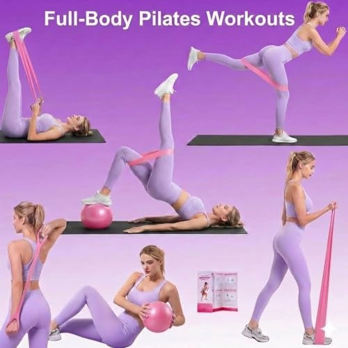 15PCS Pilates Kit for Home Workouts - Complete Set with Pilates Ring, Exercise Ball, Resistance Bands, Core Sliders & Workout Guide - Full Body Toning & Core Strength for Women Beginners