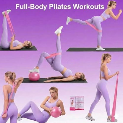 15PCS Pilates Kit for Home Workouts - Complete Set with Pilates Ring, Exercise Ball, Resistance Bands, Core Sliders & Workout Guide - Full Body Toning & Core Strength for Women Beginners