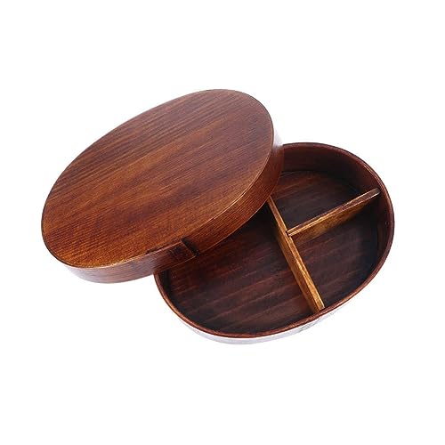 Wooden Lunch Box for Kids/Adult,Japanese Bento Box with Compartment Wood Bento Lunch Box for Picnicking Office Hiking Camping,Brown - color: Brown