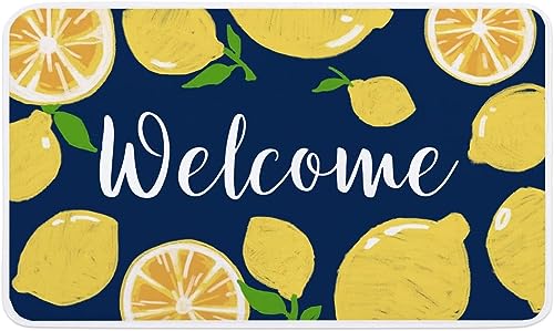 Lemon Welcome Door Mat Summer Blue Yellow Home Decor Doormats 16x24 Inch Christmas Halloween - color: Color-7