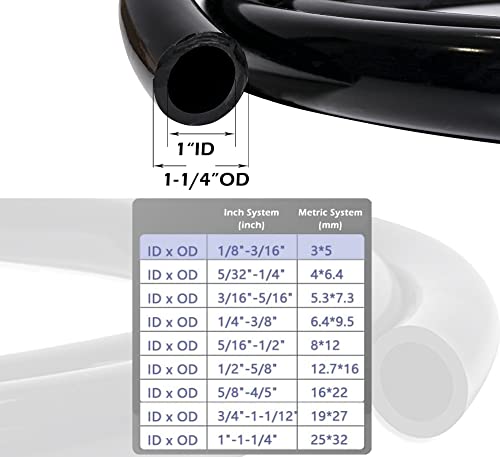 Feelers Black PVC Vinyl Tubing 1" ID x 1-1/4" OD Water Fish Tank Aquarium Air Line Lightweight Hose BPA Free, 3.28 Feet - size: 1" ID, style: 3.28 FT