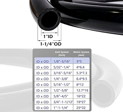 Feelers Black PVC Vinyl Tubing 1" ID x 1-1/4" OD Water Fish Tank Aquarium Air Line Lightweight Hose BPA Free, 3.28 Feet - size: 1" ID, style: 3.28 FT