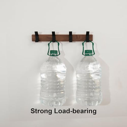 Coat Rack Wall Mount - 15.7 Inches Walnut Wood Coat Hooks Coat Rack Wall Mount with 4 Hooks Black Aluminum Coat Hooks for Hanging Coat Hat Bag Hat Rustproof Coat Hanger - size: 4 Hooks