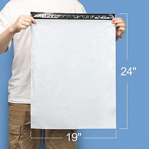 Metronic Poly Mailers 19x24 Inch 50 Pcs | Large Shipping Bags for Clothing, Small Business | Strong Thick Mailing Bags with Self Adhesive | Waterproof and Tear-Proof Large Package Bags in White - color: White, size: 19x24 50PC