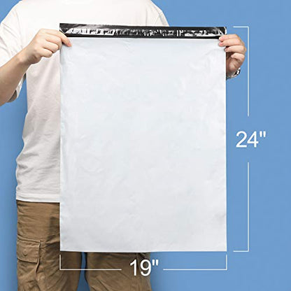 Metronic Poly Mailers 19x24 Inch 50 Pcs | Large Shipping Bags for Clothing, Small Business | Strong Thick Mailing Bags with Self Adhesive | Waterproof and Tear-Proof Large Package Bags in White - color: White, size: 19x24 50PC