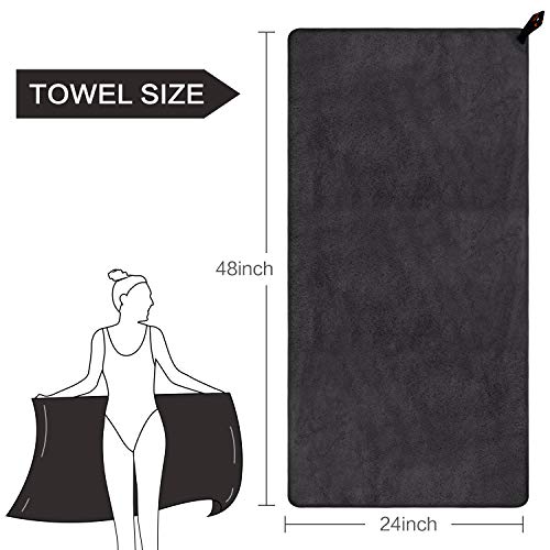 SUNLAND Microfiber Gym Bath Towels for Men Momen 24x48In - color: Black