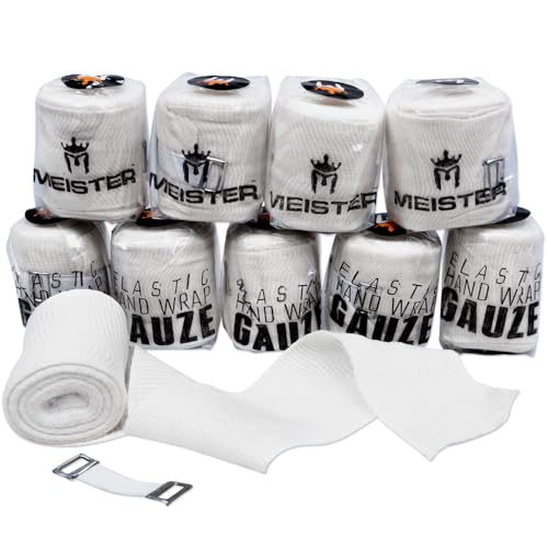 Meister Elastic Gauze Hand Wraps for Boxing & MMA - Mexican Style - White - 10 Pack - color: White, size: 10 Pack