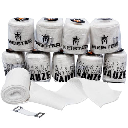 Meister Elastic Gauze Hand Wraps for Boxing & MMA - Mexican Style - White - 10 Pack - color: White, size: 10 Pack