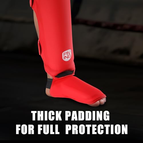 Muay Thai Shin Guards for Kids - color: Red, size: Medium