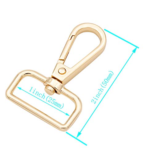 JWBIZ 15 Pcs D Ring Swivel Lobster Claw Clasp, Push Gate Snap Hooks Trigger Clips(Gold, 1 inch) - color: Gold, size: 1 inch