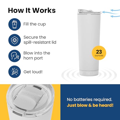 The LoudCup 23 oz 2-in-1 Water Bottle & Noisemaker, Ice White - color: Ice White, size: 23 Ounces