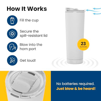 The LoudCup 23 oz 2-in-1 Water Bottle & Noisemaker, Ice White - color: Ice White, size: 23 Ounces