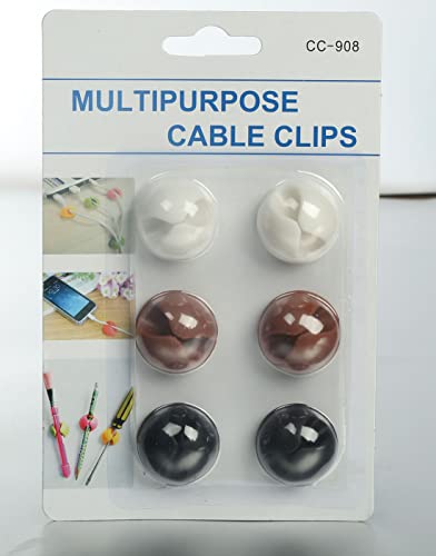 Cable Clips, 6 Pack Adhesive Cable Management Clips, Cable Organizer Clips, Car Cable Clips