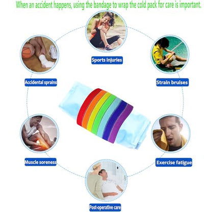 Cold Pack Strap, Elastic Belt to Wrap Cold Pack, Ice Pack Extender Strap, Add Length to Most Ice Pack, Multifunctional (Multicolor) - color: Multicolor