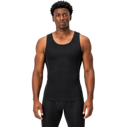 DEVOPS 3 Pack Men's Muscle Dry Fit Compression Tank Top Sleeveless Shirt - color: Black / Black / Black, size: X-Large