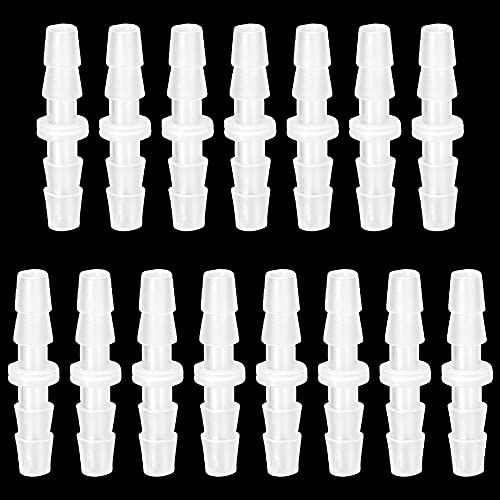 Feelers 3/16" x 3/16" Plastic Hose Barb Fitting 15 Pack, Equal Barbed Splicer Connector, Straight Union Adapter for Aquarium, Air Line, Fuel Line, Liquid Transfer