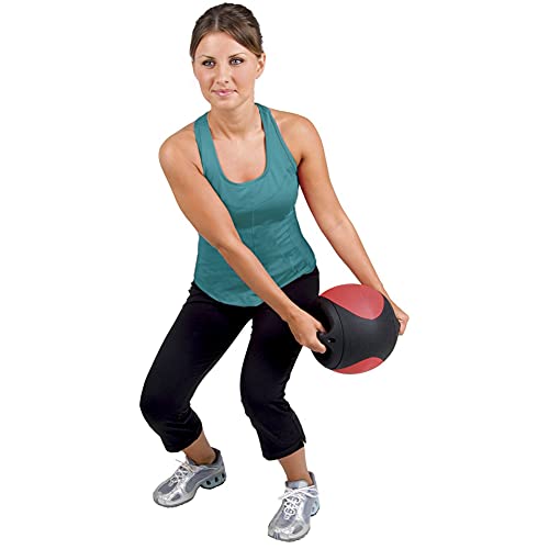 AEROMAT Dual Grip Power Medicine Balls for Abdominal Training and Rotational Movements - 9" Diameter - Weights Color-Coded - style: 6 lbs - Black/Red
