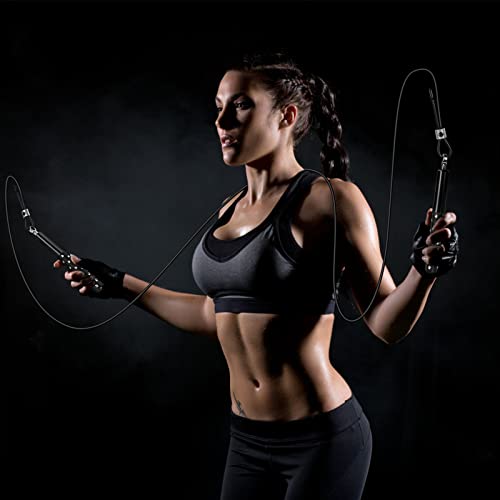 Jump Rope, Wastou Speed Jumping Rope for Training Fitness Exercise, Adjustable Adults Workout Skipping Rope for Men, Women, Kids, Girls - color: Black-B