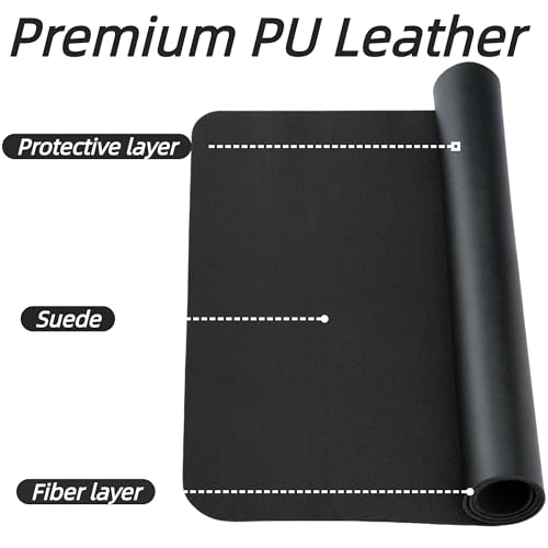 Desk Pad Mat PU Leather Non-Slip Water-Resistant Desk Matt for Desktop Large Mouse Pad for Office and Home Black 31.5" x 15.8" - size: 31.5" x 15.8"