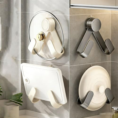 2PCS Adjustable Pot Lid Holder - Adjustable Adhesive Organizer for Cabinet & Wall, Heavy Duty Storage Rack for Pot Lids, Cutting Boards and Pans
