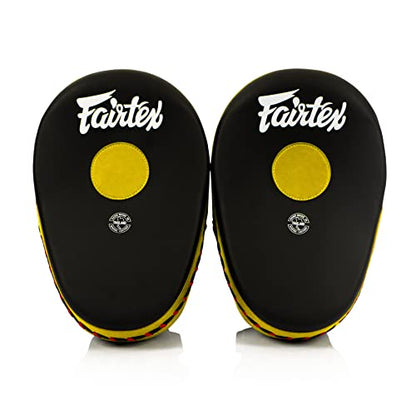 Fairtex FMV13 Maximized Focus Mitts, Muay Thai Kickboxing MMA Punching Pads - color: Black/Yellow