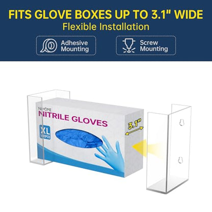 NiHome Clear Acrylic Glove Box Holder Tissue Box Dispenser, Wall Mount - size: 1-tier