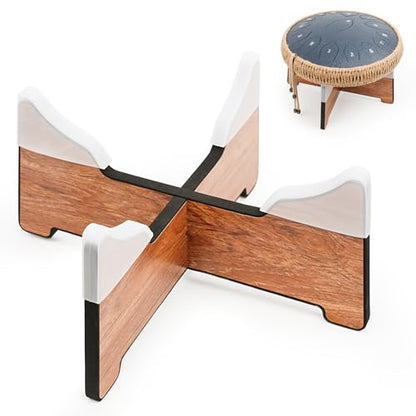 Wood Drum Stand, 14 Inch Detachable Drum Pad Stand, Tongue Drum Tripod Tank Drum Display Rack, Portable Handpan Stand with 4 Soundproofing Pads, For Playing on the Go and for Daily Practice