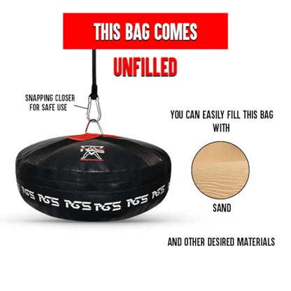 PGS Double End Floor Anchor for Punching Bag Double end Speed Ball, Maximum Swing Reduction for Boxing MMA, Non Tear Maya Hide Leather, Heavy Duty D Ring