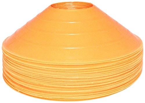 BlueDot Trading High Visibility Sports Disc Cones for Agility Training, Soccer, Football, Field Cone Markers for Adults or Kids, Orange, Quantity 30-Pack, with Holder